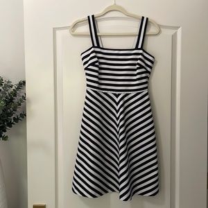 0P - Michael Kors Black & White Striped Petite Dress